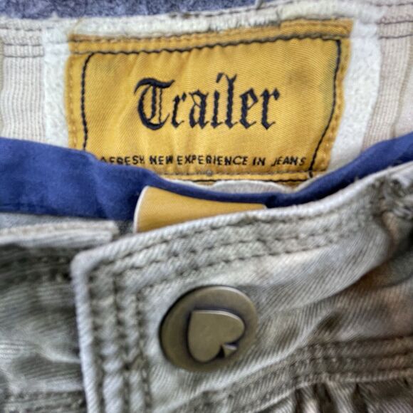 Vintage Trailer Jeans 30 Tan Grunge Skater Articulated Knee Biker Flap Pocket - Picture 3 of 10